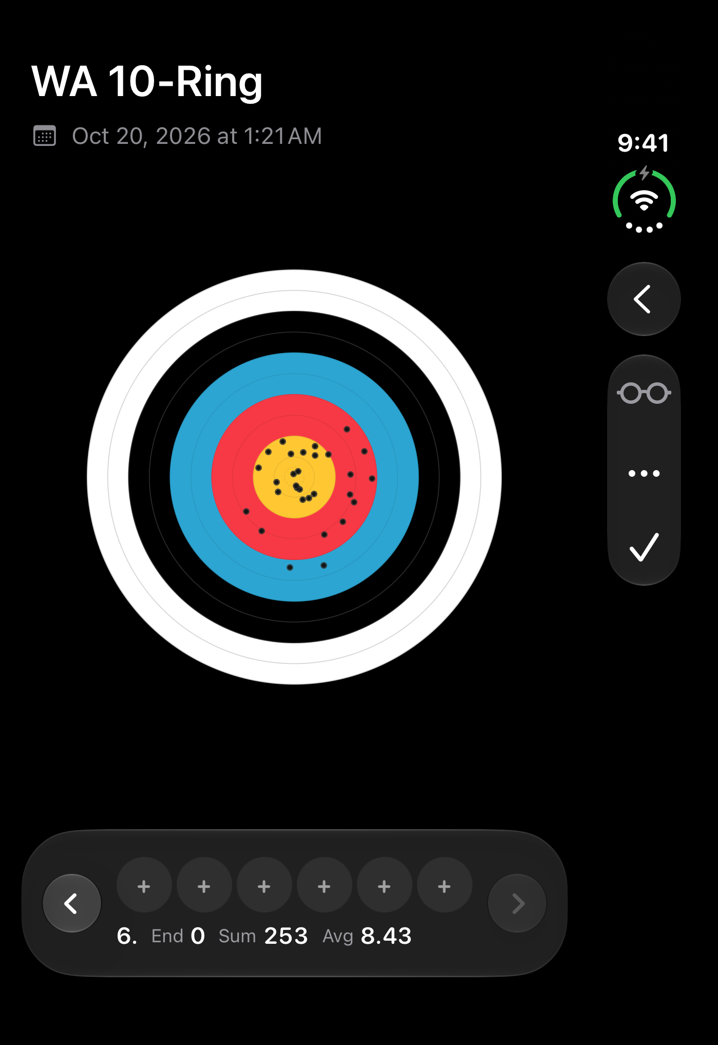Compact target scoring on the outer display.